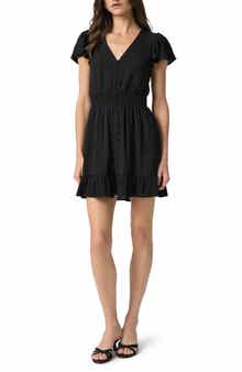 PAIGE Odella Gingham Flutter Sleeve Minidress