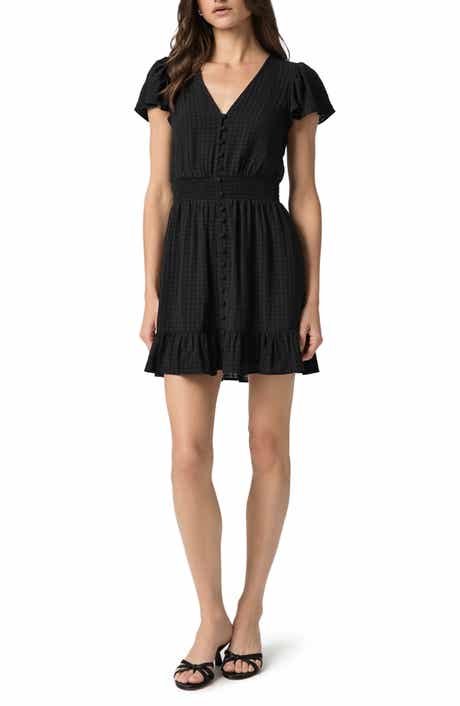 PAIGE Odella Gingham Flutter Sleeve Minidress