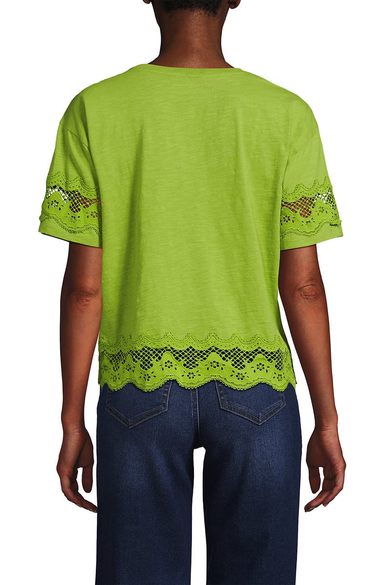 Lands' End Short Sleeve Slub Jersey Cutwork T-Shirt, Alternate, color, Winter Pear