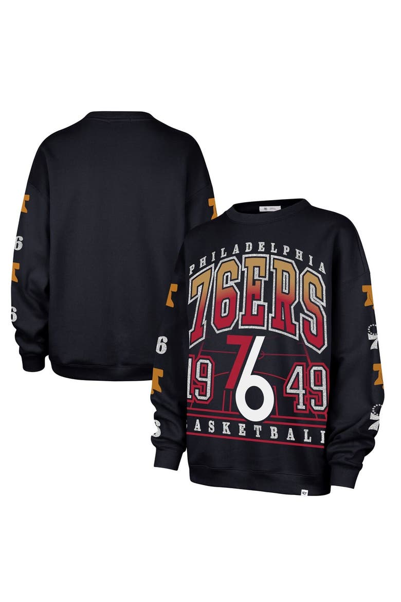 Women's '47  Navy Philadelphia 76ers 2025/26 City Edition Go Big Oversized Sweatshirt, Main, color, Navy