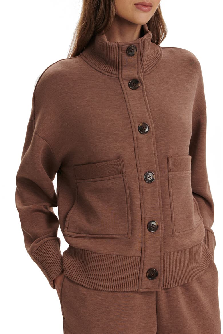 Sabrina DoubleSoft® Button-Up Sweatshirt, Alternate, color, GOLDEN BRONZE MARL