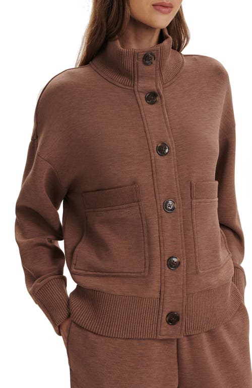 Varley Sabrina Doublesoft® Button-up Sweatshirt In Brown