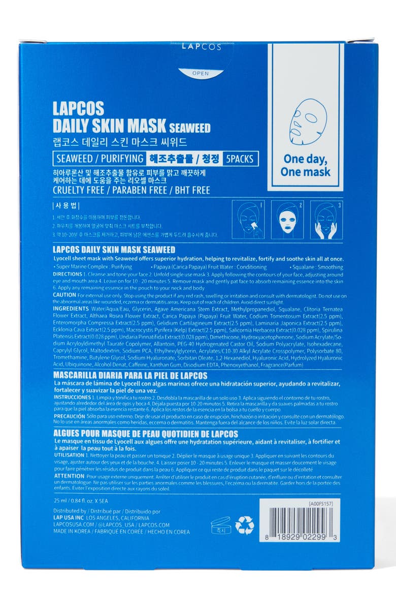 LAPCOS Seaweed Purifying Sheet Mask, Alternate, color, Blue