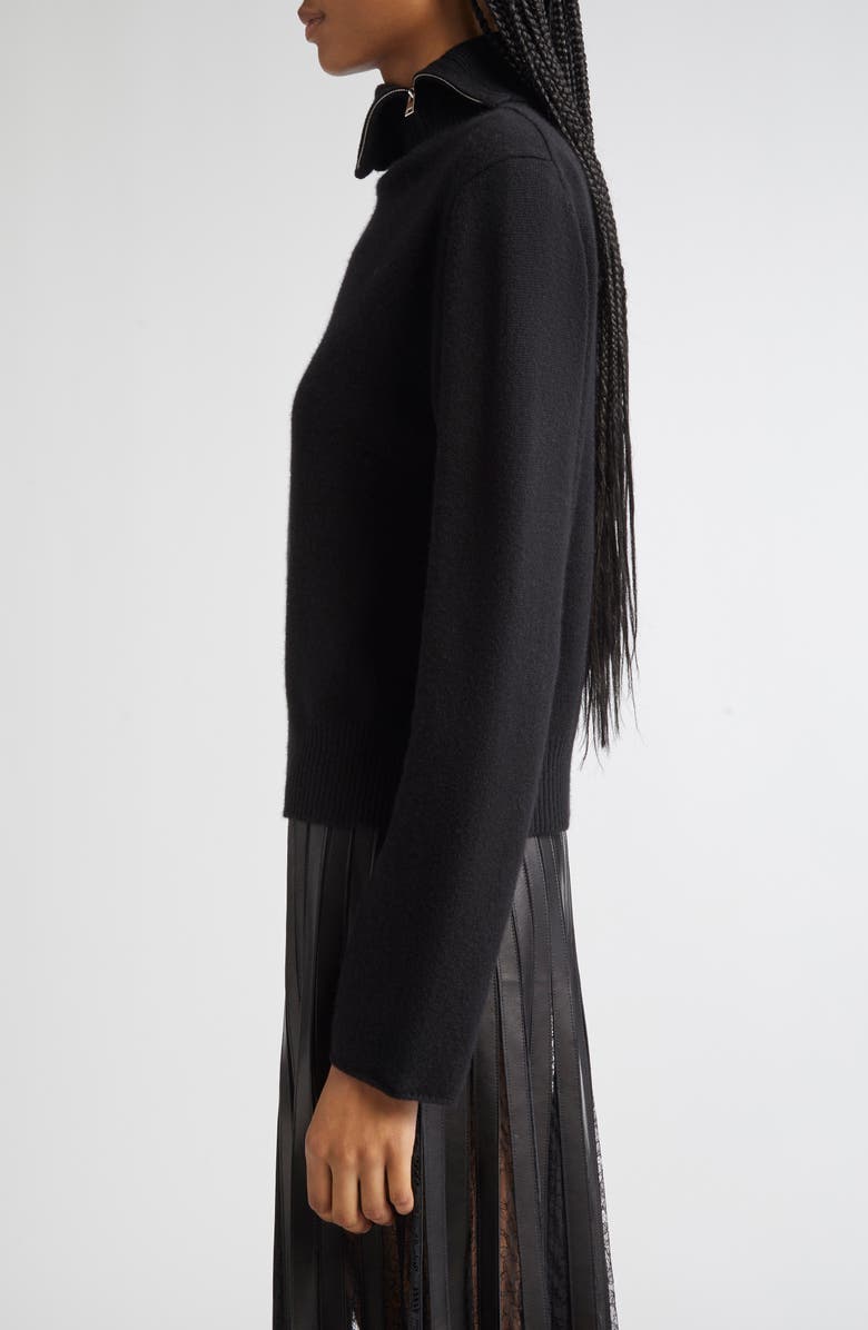Brandon Maxwell The Addison Side Zip Turtleneck Sweater, Alternate, color, Black