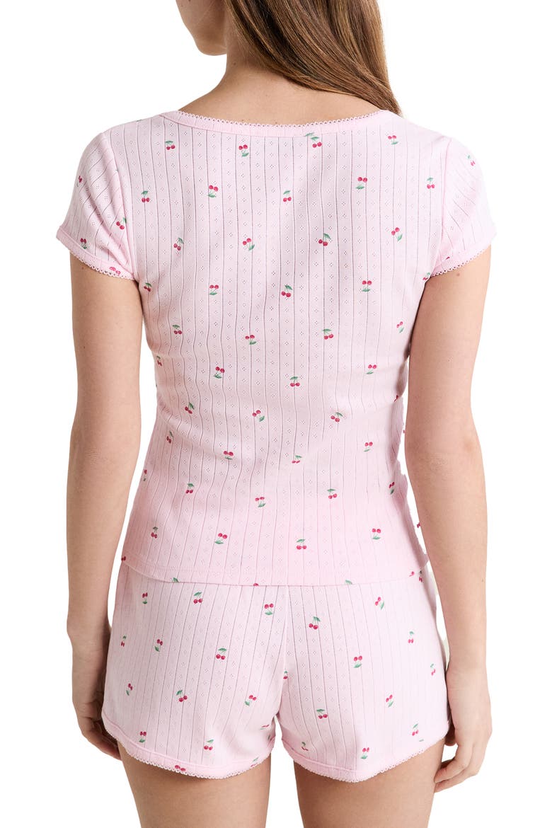 Katell Pointelle Cotton Pajama Top, Alternate, color, ROSE