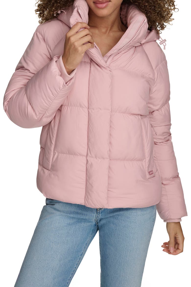 Hooded Quilted Puffer Jacket, Main, color, PALE MAUVE