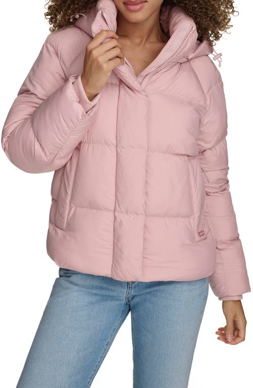 levi's Hooded Quilted Puffer Jacket in Pale Mauve 