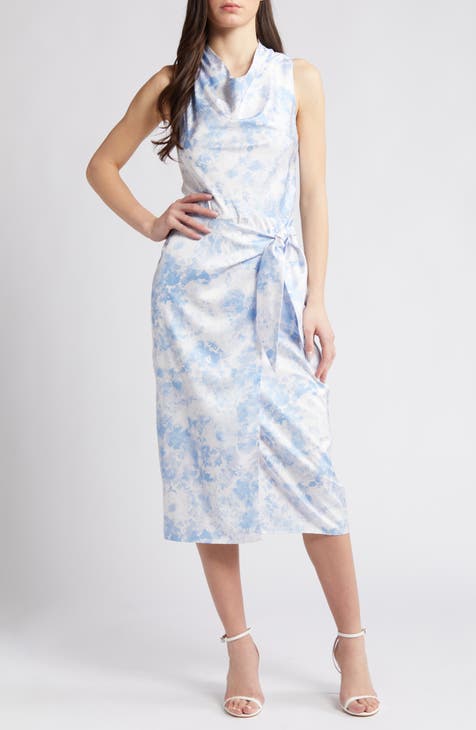 The Lena Abstract Print Satin Cocktail Dress