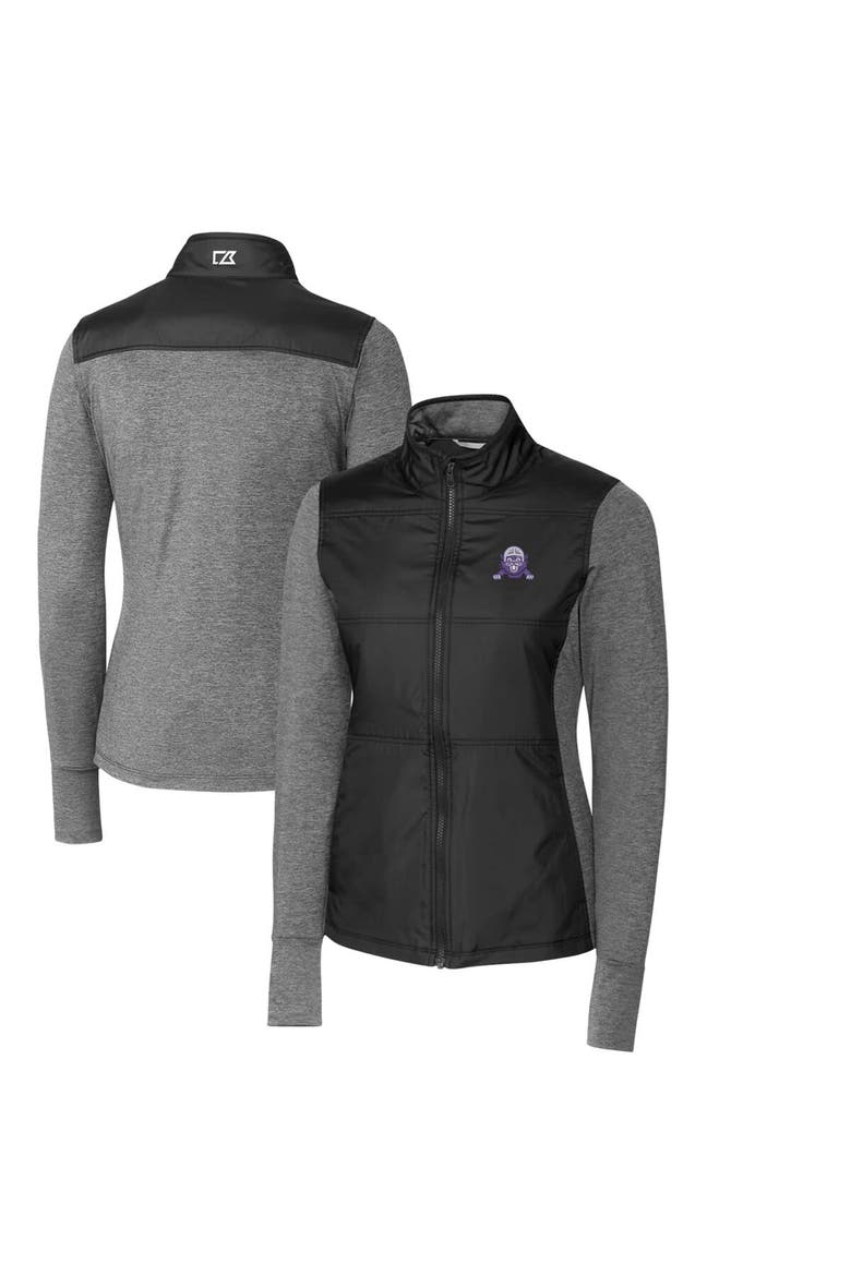 Women's Cutter & Buck Black Northwestern Wildcats Vault Stealth Hybrid Quilted Full-Zip Jacket, Main, color, Black