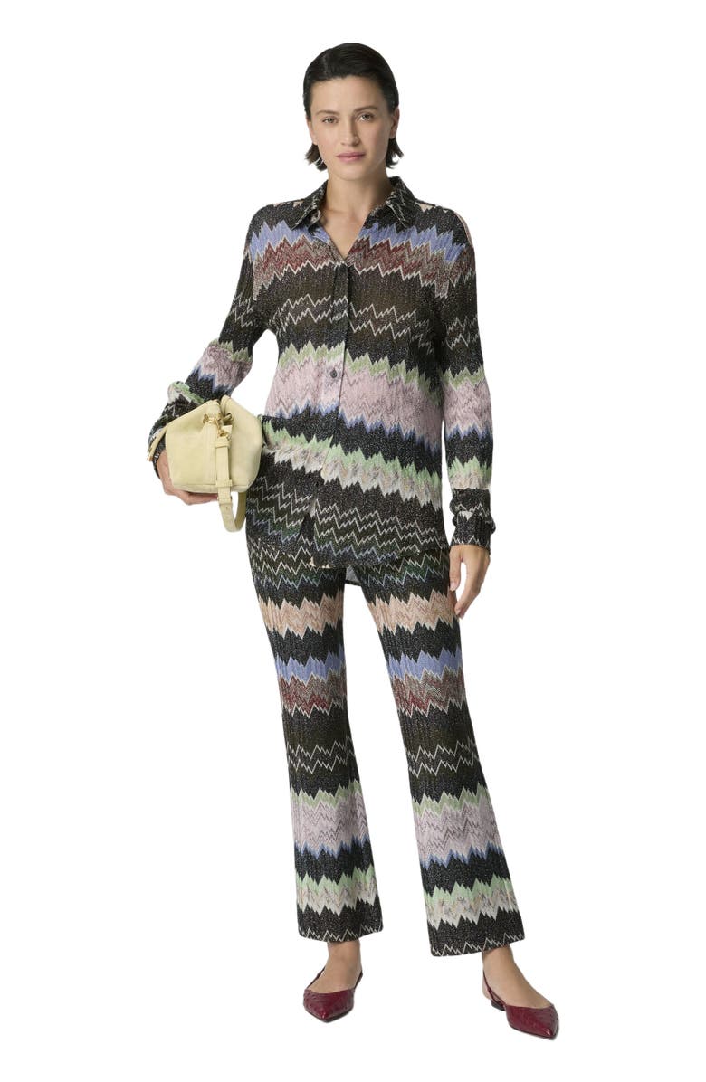 Missoni Snake-pattern Viscose Lamé Shirt, Main, color, Green& Brown