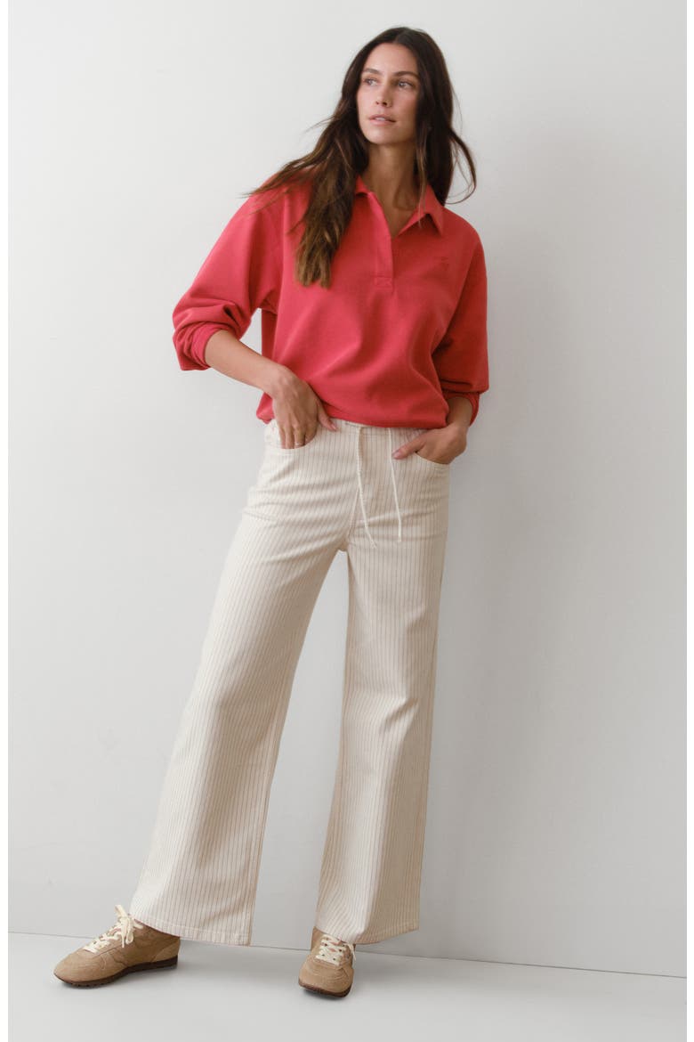 Ella Stripe Wide Leg Drawstring Pants, Alternate, color, TICKING STRIPE