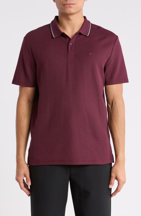 Tipped Collar Cotton Blend Polo