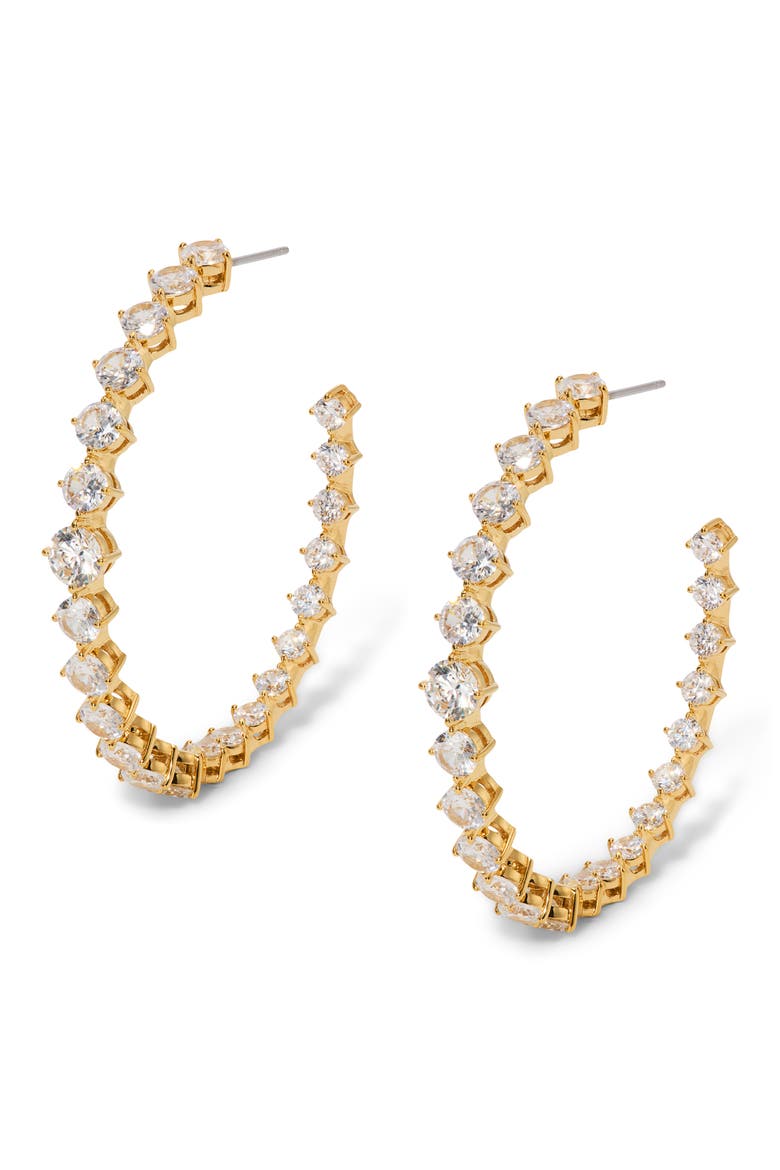 Sunshower Crystal Hoop Earrings, Main, color, GOLD/ CLEAR