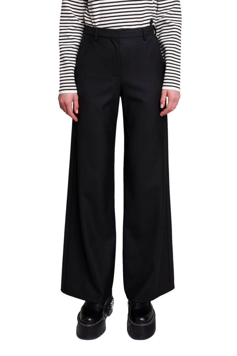 Flared trousers, Main, color, BLACK