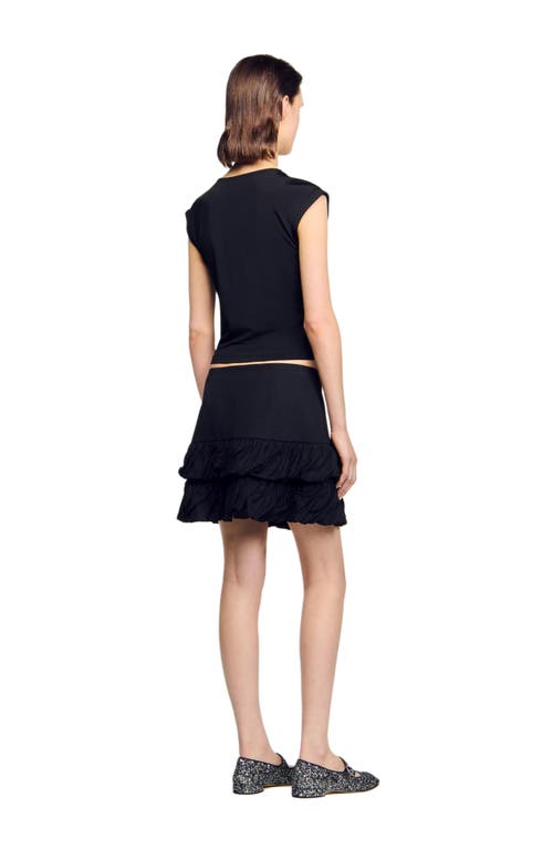 Sandro Draped T-shirt In Black