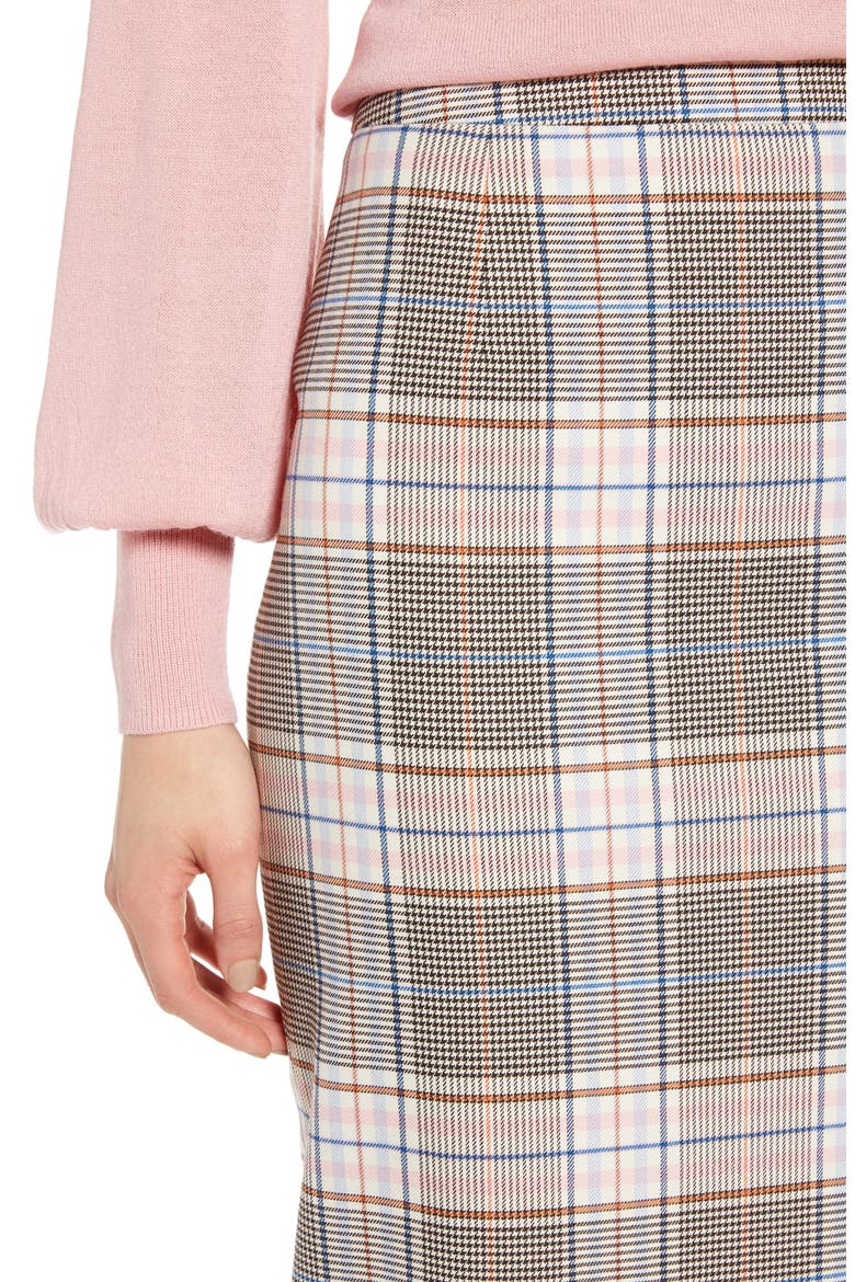 Midi Pencil Skirt, Alternate, color, BLACK MULTI PLAID