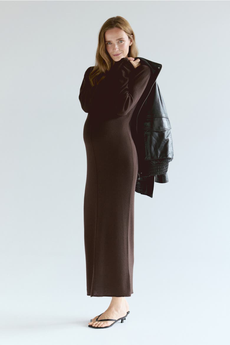 Mama Fine-knit Dress, Alternate, color, Dark brown