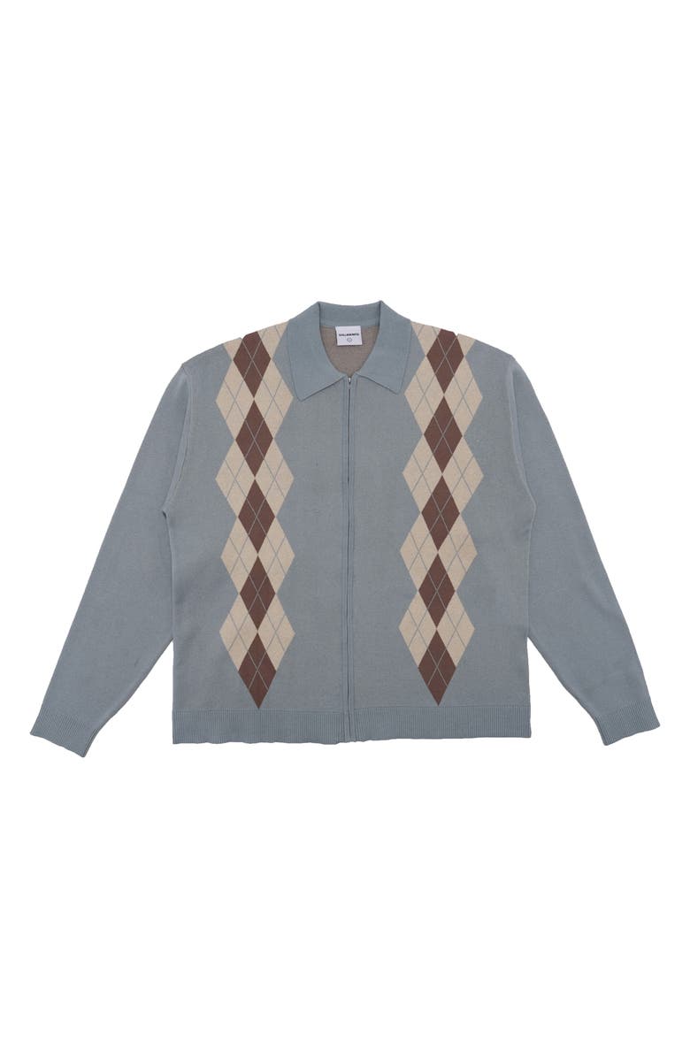 STUDENTS Argyle Jacquard Cotton Zip-Up Cardigan, Main, color, Slate