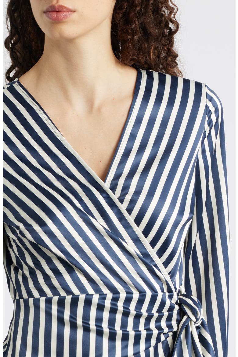 Long Sleeve Stripe Wrap Dress, Alternate, color, NAVY