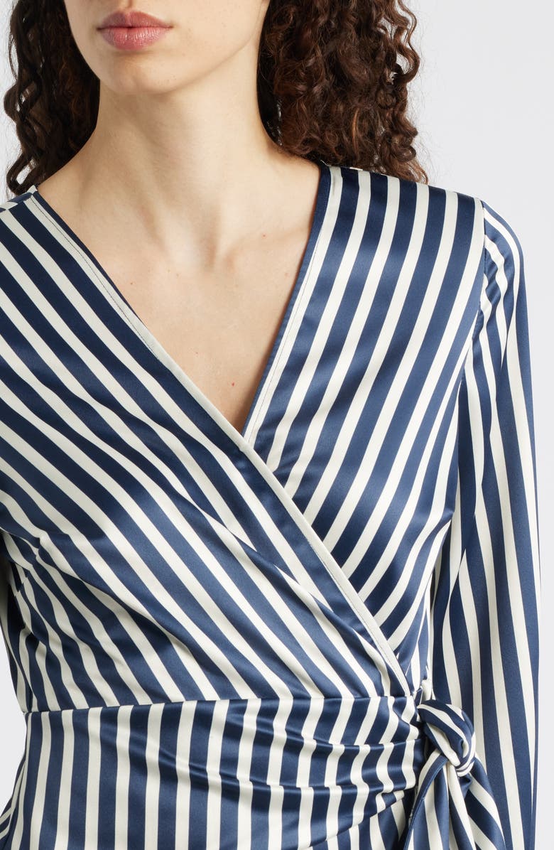 Sam Edelman Long Sleeve Stripe Wrap Dress, Alternate, color, Navy