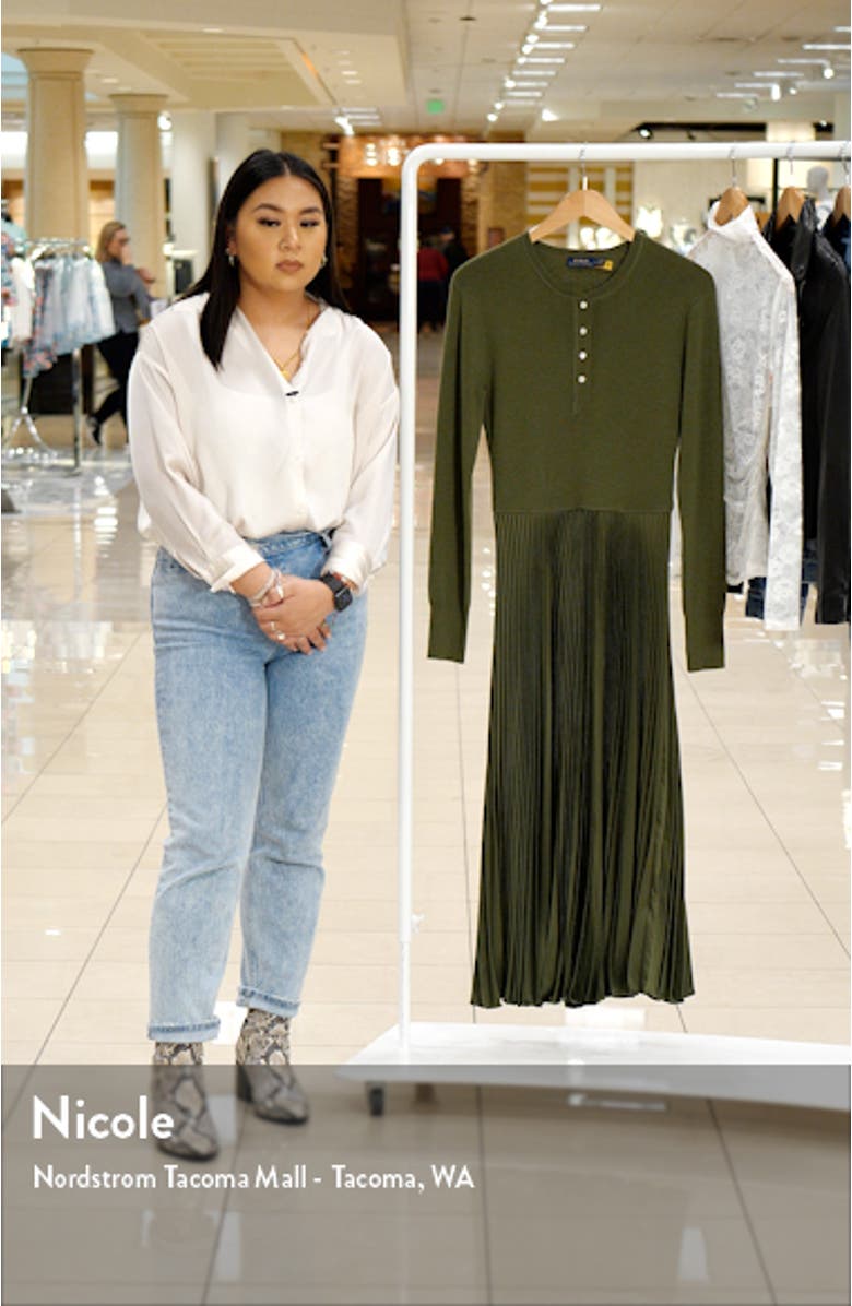 Mixed Media Long Sleeve Fit & Flare Dress, sales video thumbnail