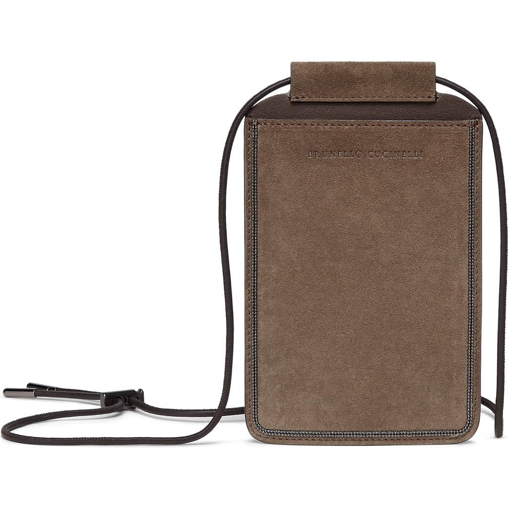 Brunello Cucinelli Logo-debossed Leather Case In Bark