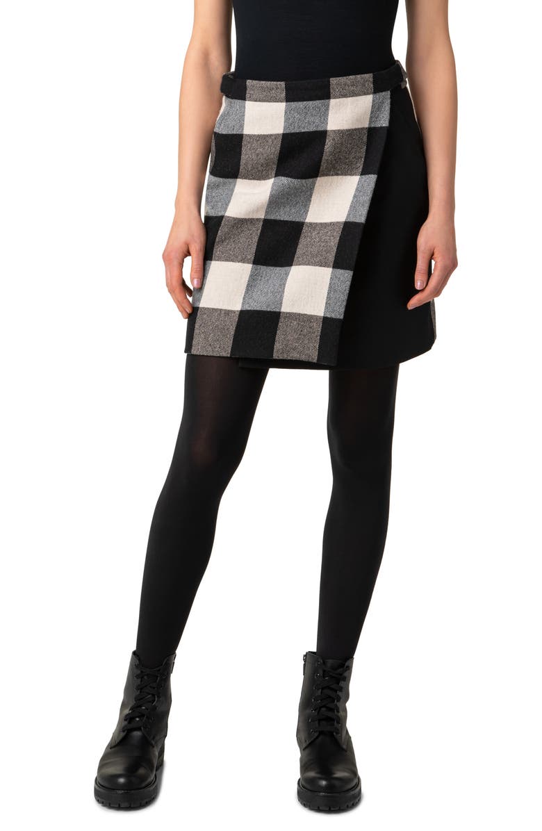 Akris punto Buffalo Check Wrap Miniskirt, Main, color,