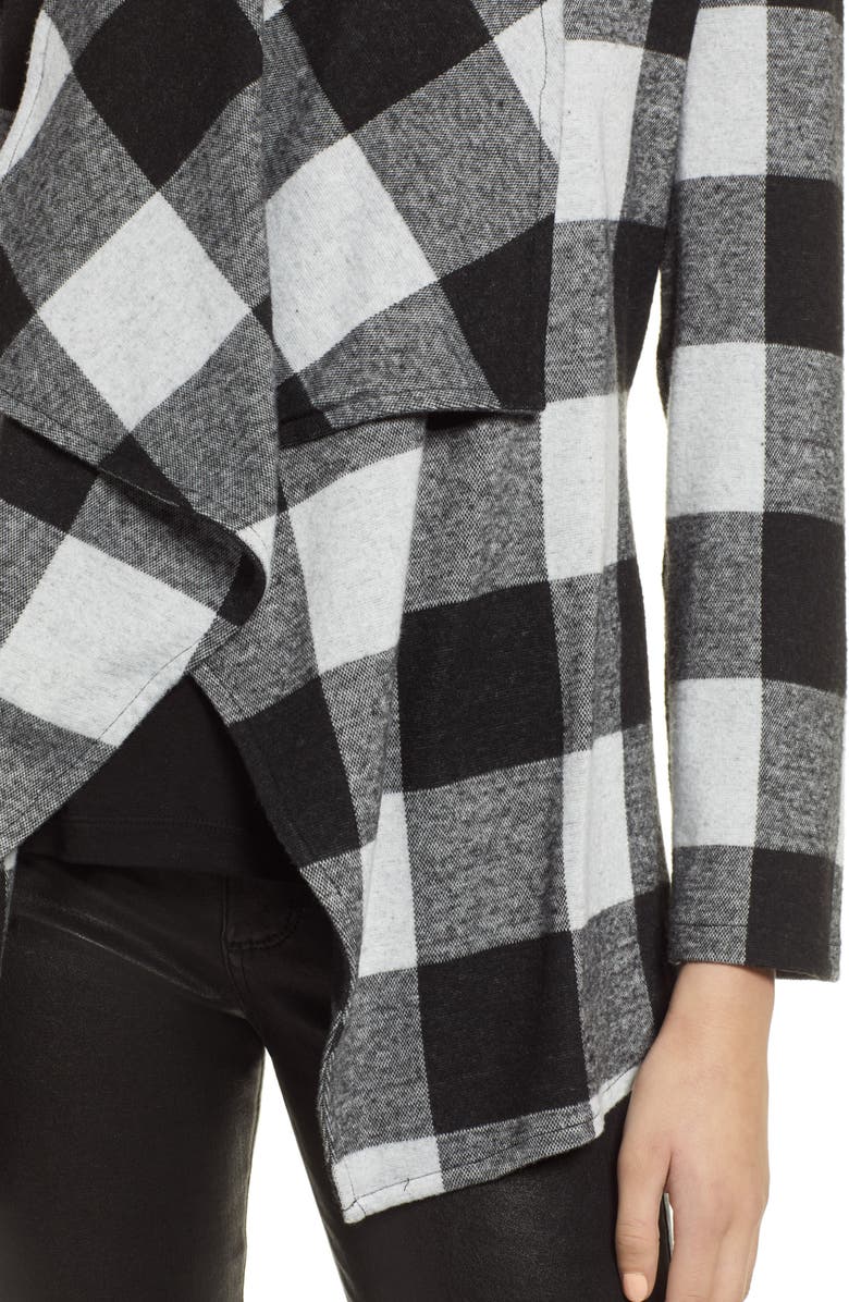 BB Dakota by Steve Madden BB Dakota Checking It Open Front Knit Jacket, Alternate, color,