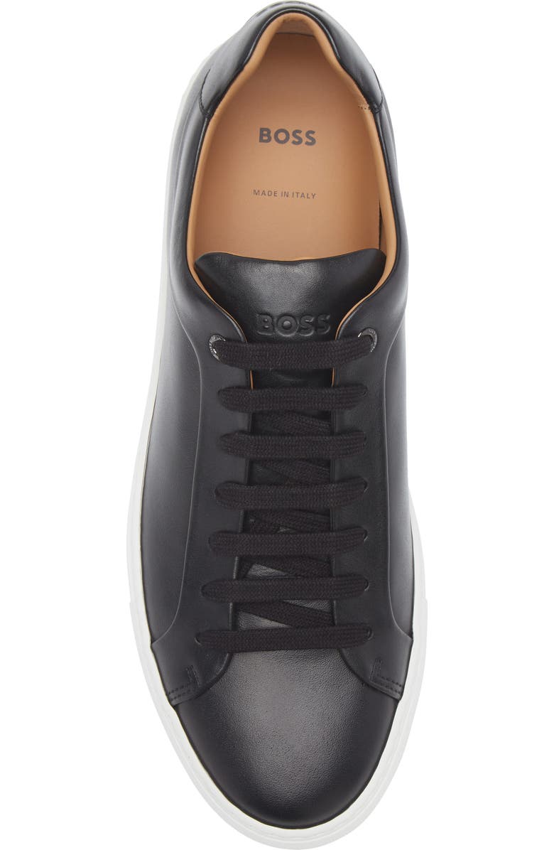 BOSS Mirage Lace-Up Leather Sneaker, Alternate, color, Black