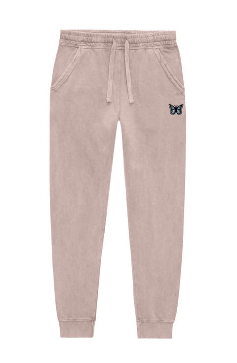 Womens Butterfly Midweight Fleece Washed Jogger Pant