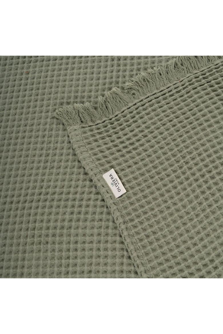 Waffle Turkish Cotton Blanket, Alternate, color, Sage Green - Queen