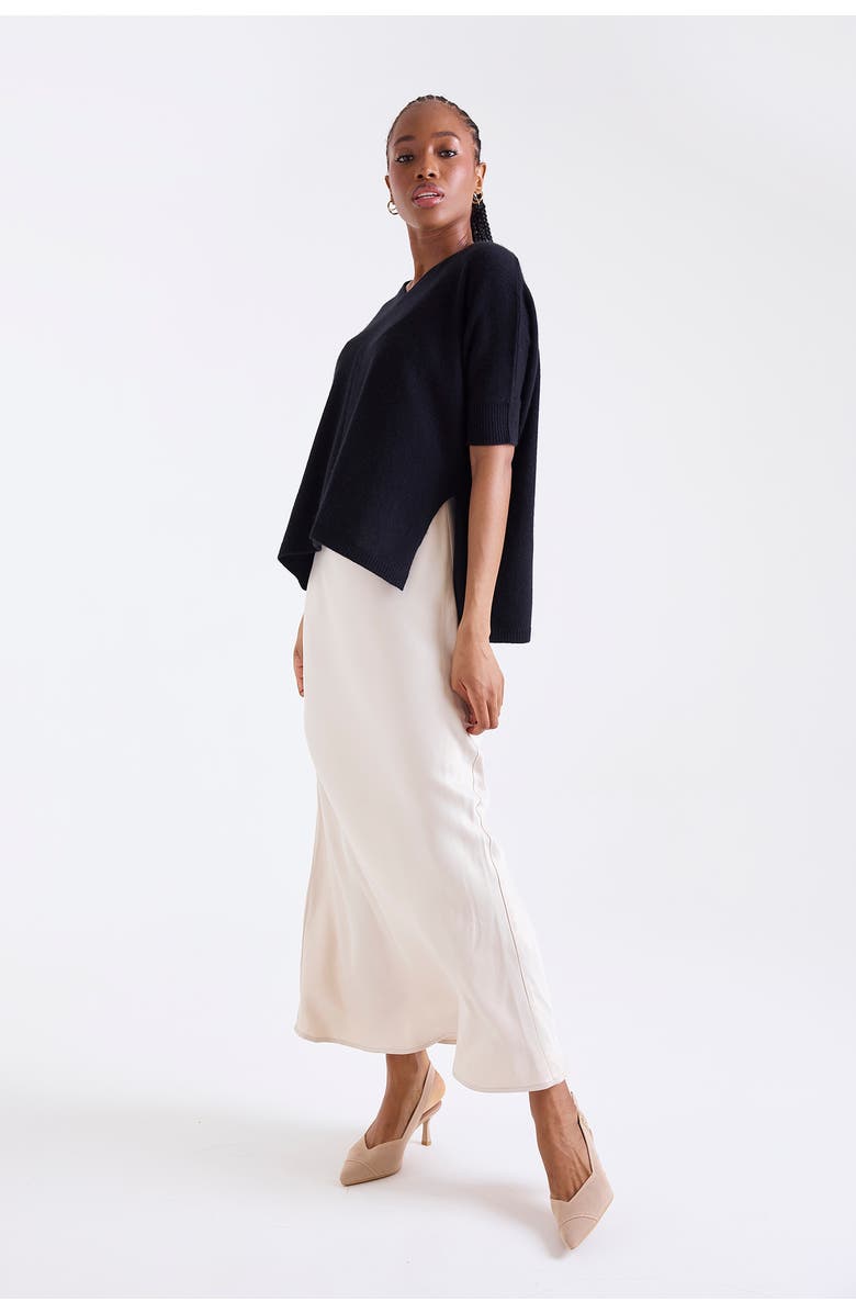 1982 Venetia Vee V-Neck 100% Cashmere Sweater, Alternate, color, Black