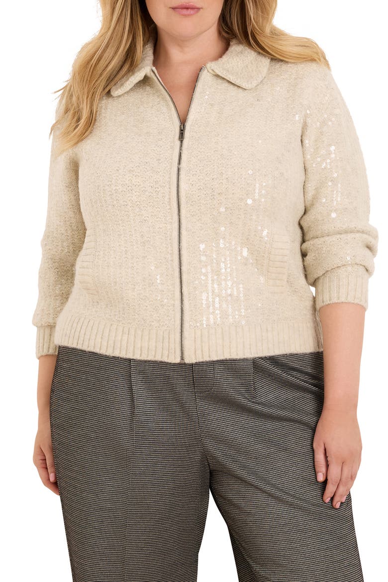 Shimmer Sequin Knit Jacket, Main, color, ALPACA