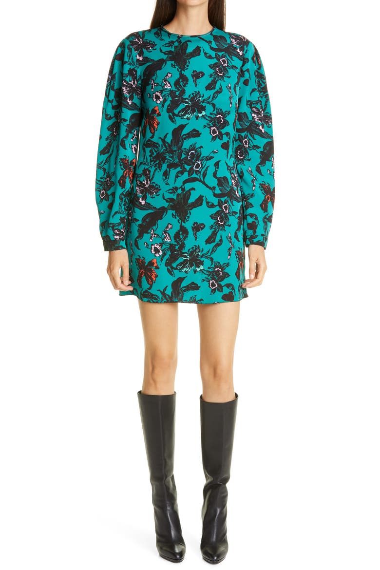 DVF Collins Long Sleeve Minidress, Main, color, TOMEM