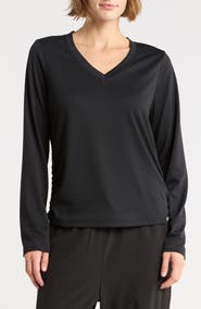 DKNY Mesh V-Neck Long Sleeve T-Shirt