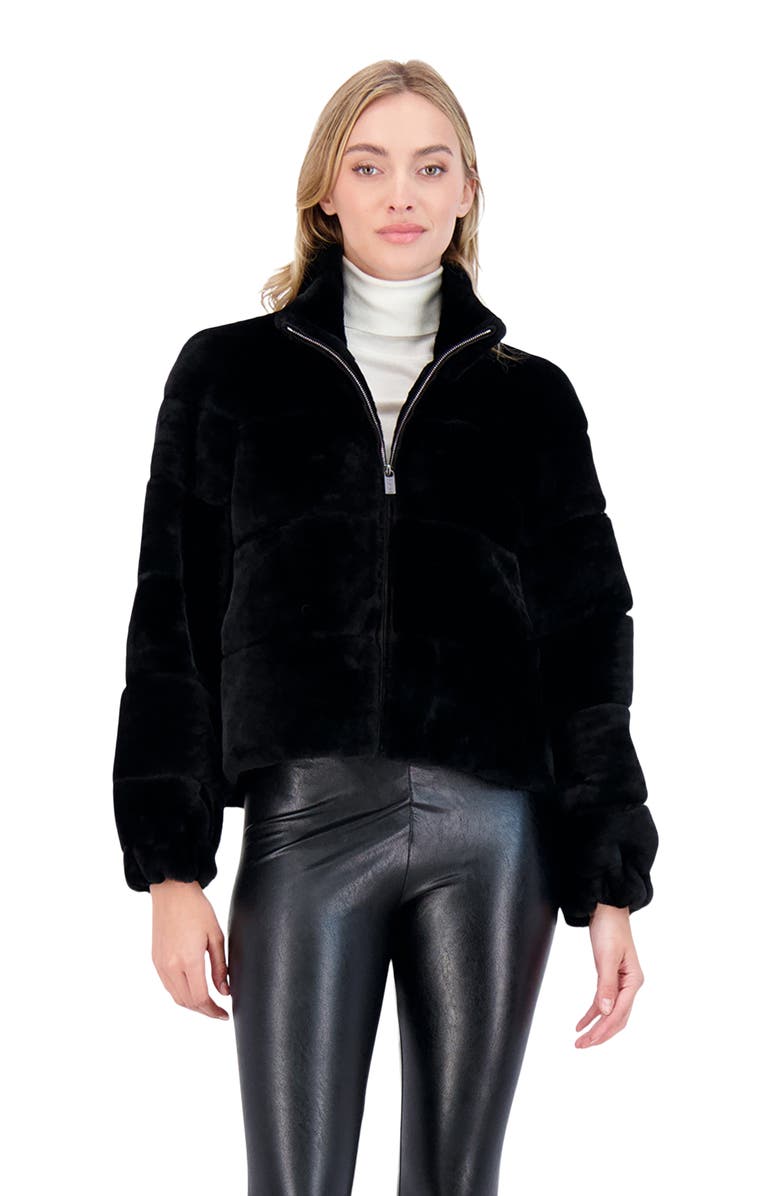 GORSKI Genuine Shearling Horizontal Zip Jacket, Main, color, Black