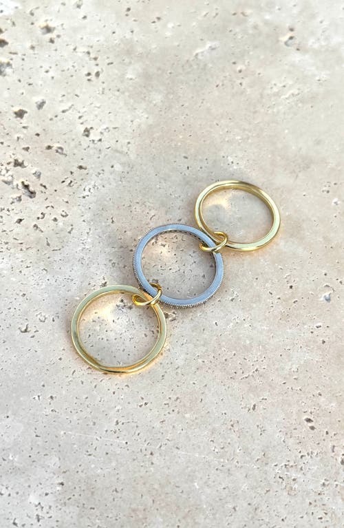 Adornia 14k Gold And Silver Plated Connected 3-piece Ring Stack In Multi