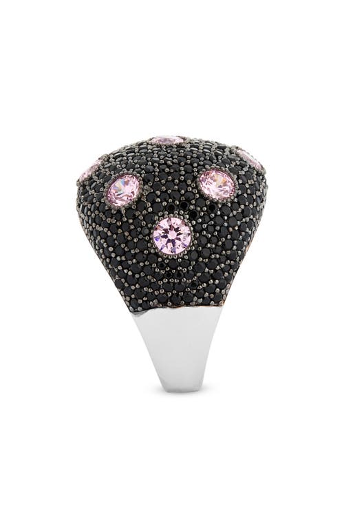Suzy Levian Sterling Silver Pavé Cz Dome Ring In Black