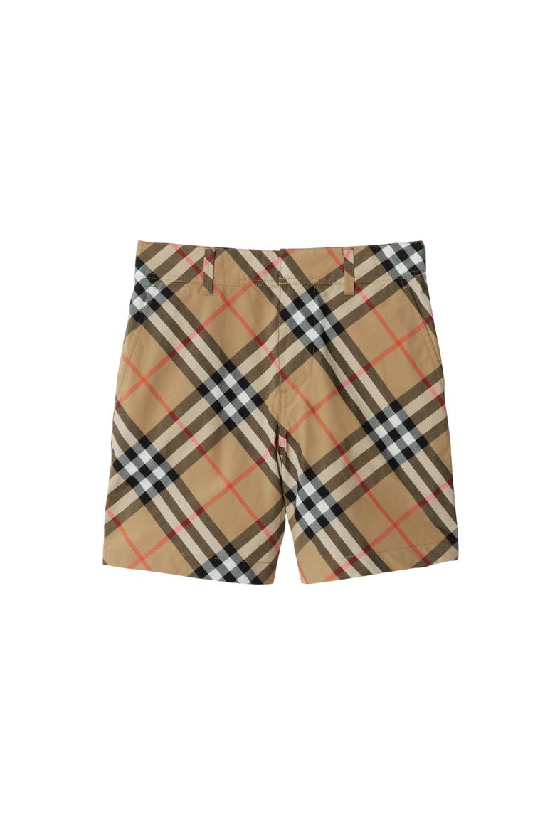 Check Cotton Shorts, Main, color, Sand beige