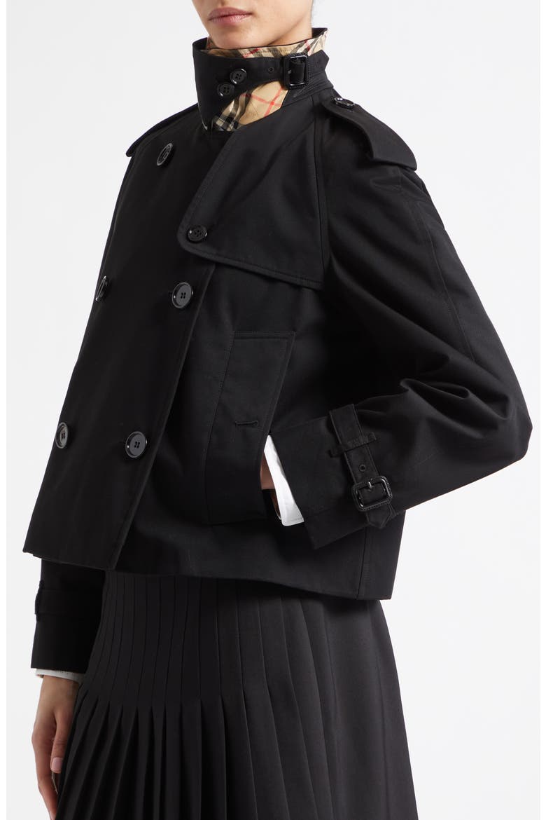 Haltye Cotton Gabardine Crop Trench Jacket, Alternate, color, BLACK
