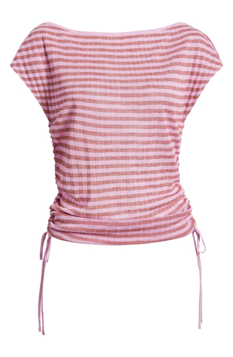 BDG Urban Outfitters Bailey Striped Ruched Top, Alternate, color, Pink Stripe