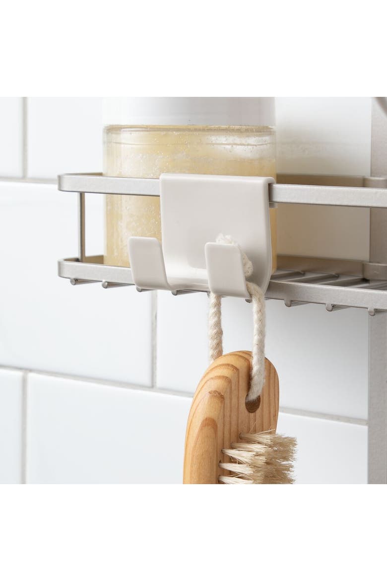 Hanging Shower Caddy with Accessory Hooks - Satin, Alternate, color, Satin