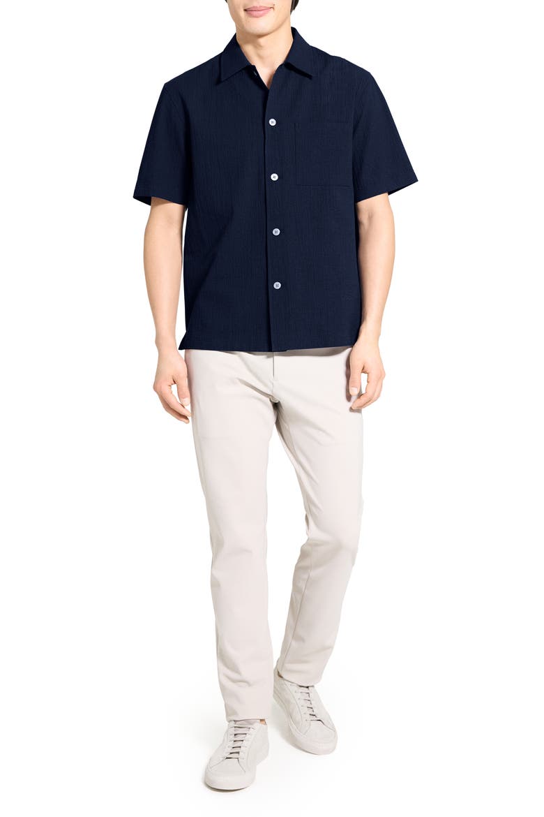 Mini Texture Short Sleeve Button-Up Shirt, Alternate, color, BALTIC - XHX