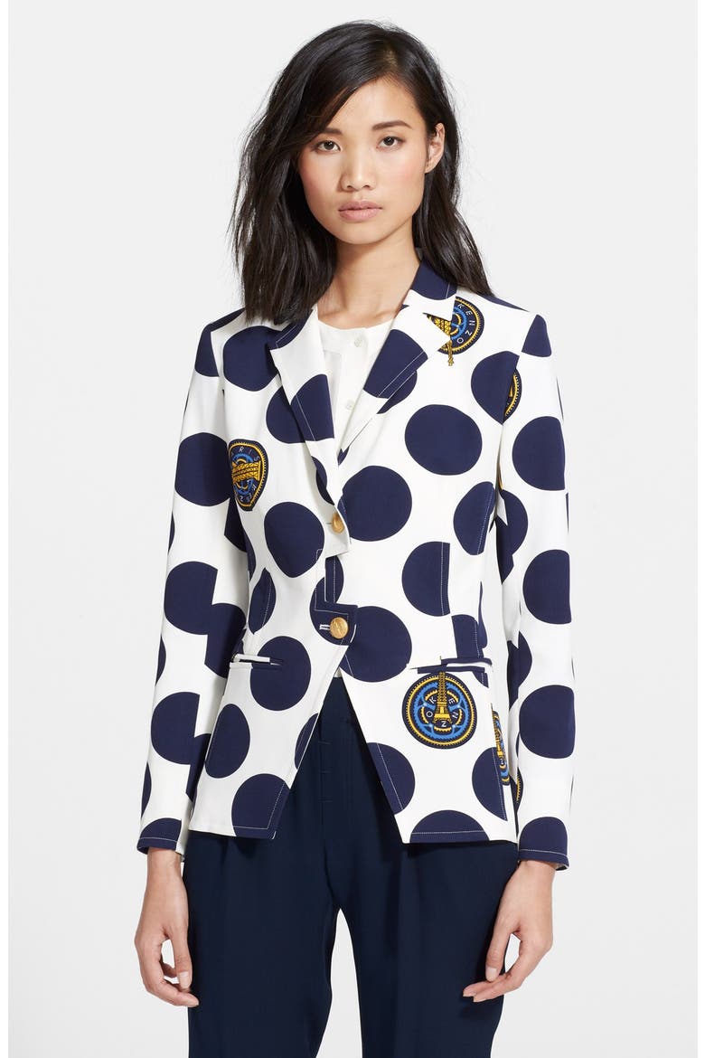 Polka Dot Cutaway Jacket, Main, color, WHITE