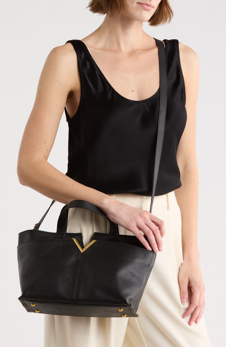 Vince Camuto April Leather Satchel, Alternate, color, Black