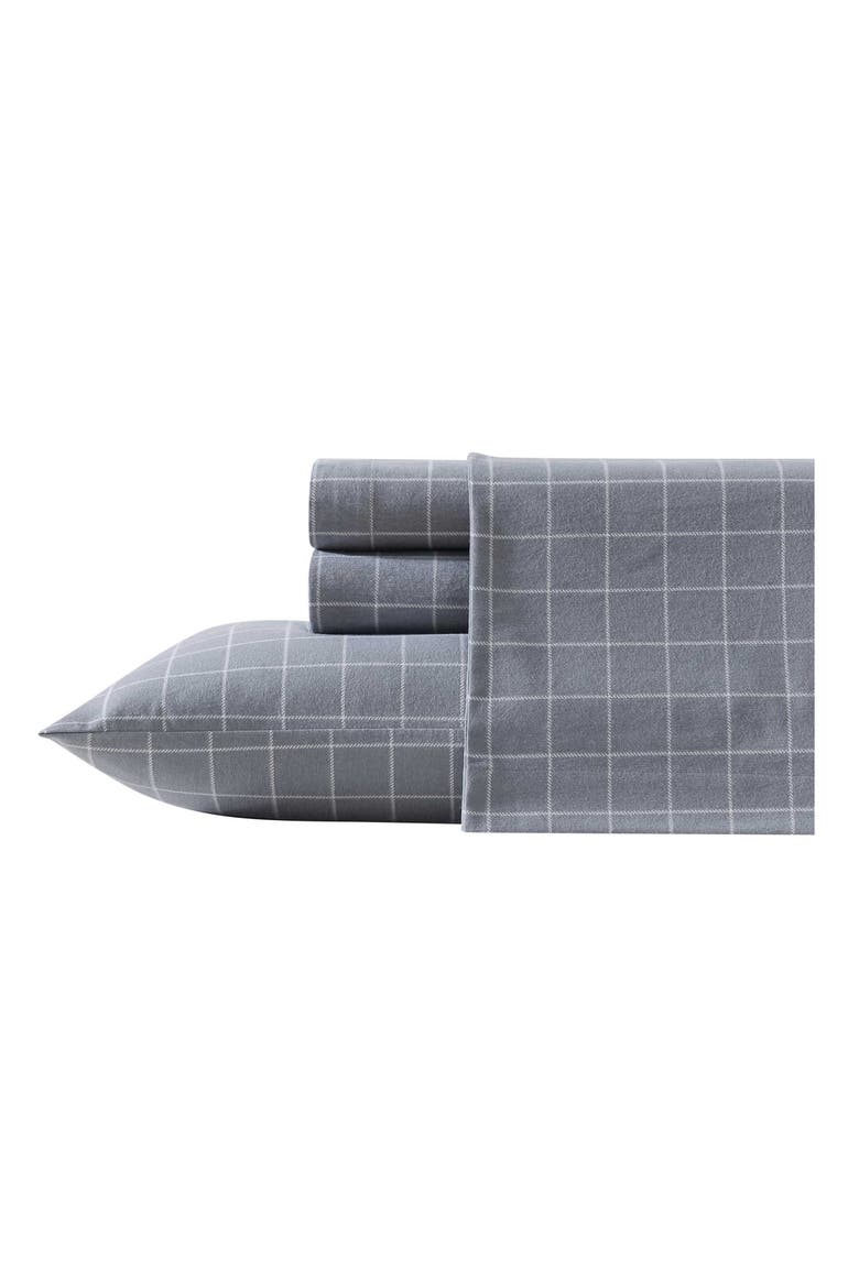 Great Plains Plaid Print Flannel Sheet Set, Main, color, MEDIUM / DARK GREY
