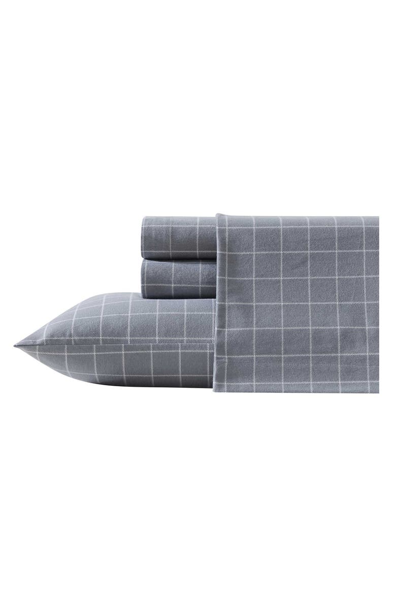Eddie Bauer Great Plains Plaid Print Flannel Sheet Set, Main, color, Medium / Dark Grey