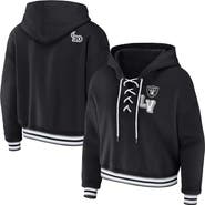 WEAR by Erin Andrews Women's WEAR by Erin Andrews Black Las Vegas Raiders Plus Size Lace-Up Pullover Hoodie