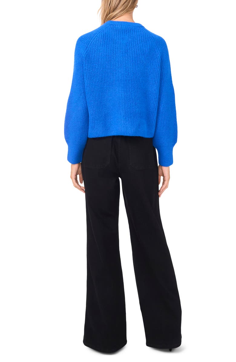 Vince Camuto Saddle Raglan Sleeve Rib Cardigan, Alternate, color, Bright Blue