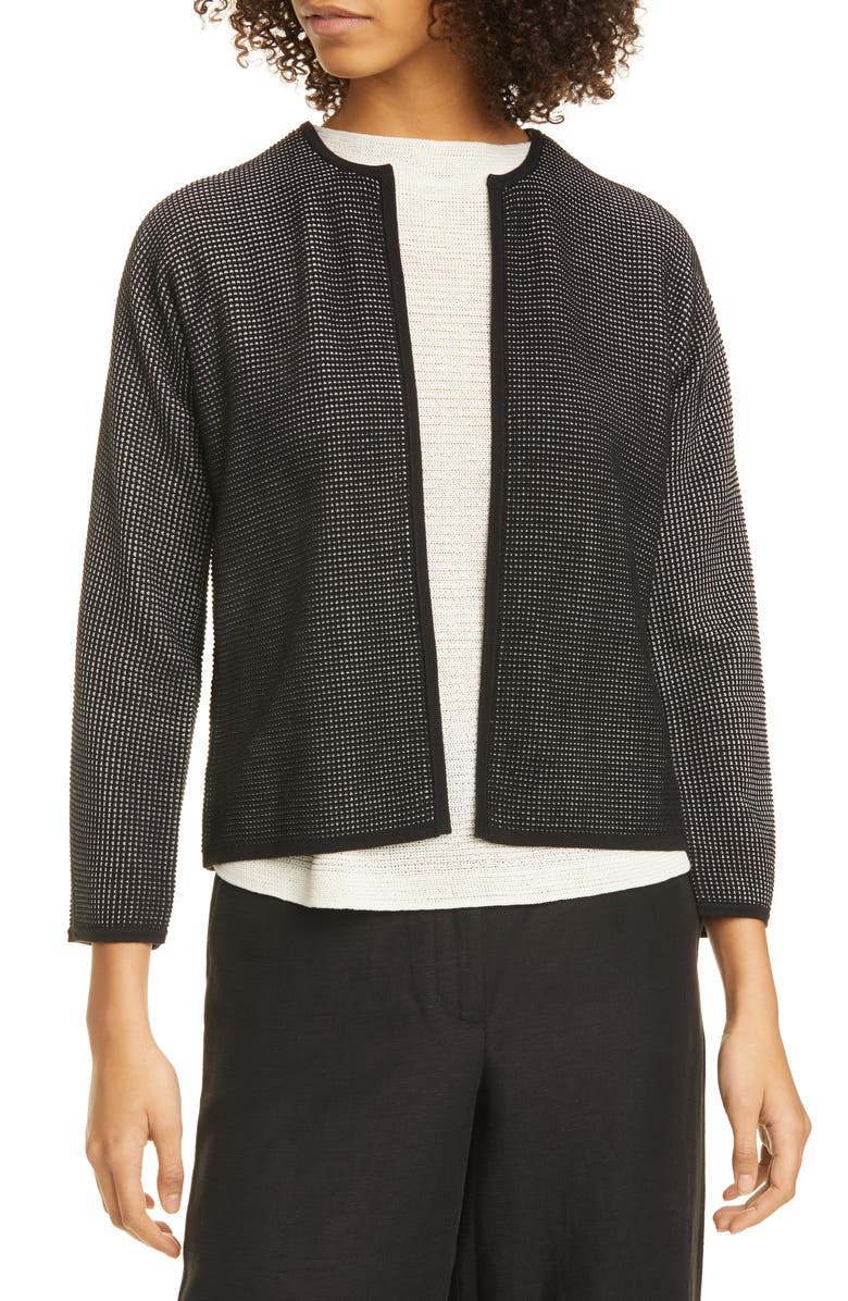 Eileen Fisher Textured Silk & Organic Cotton Cardigan, Main, color, 